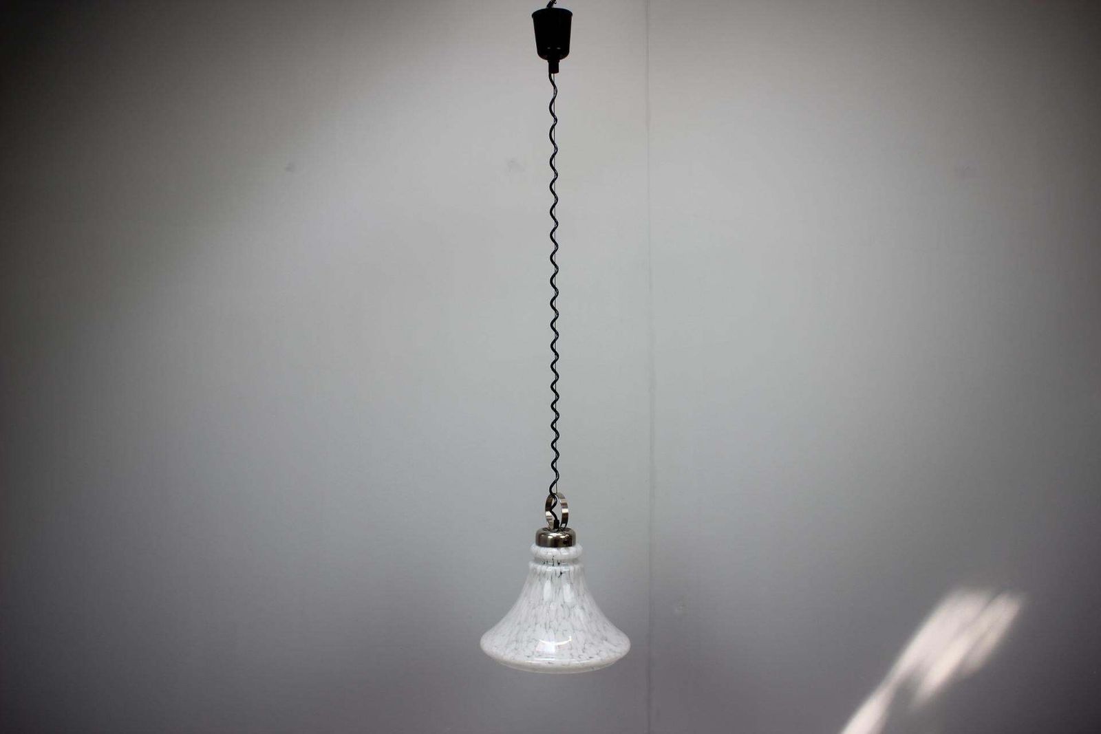 1970s Czechoslovak Mid Century Glass Pendant Lamp With Marbled Shade photo buy