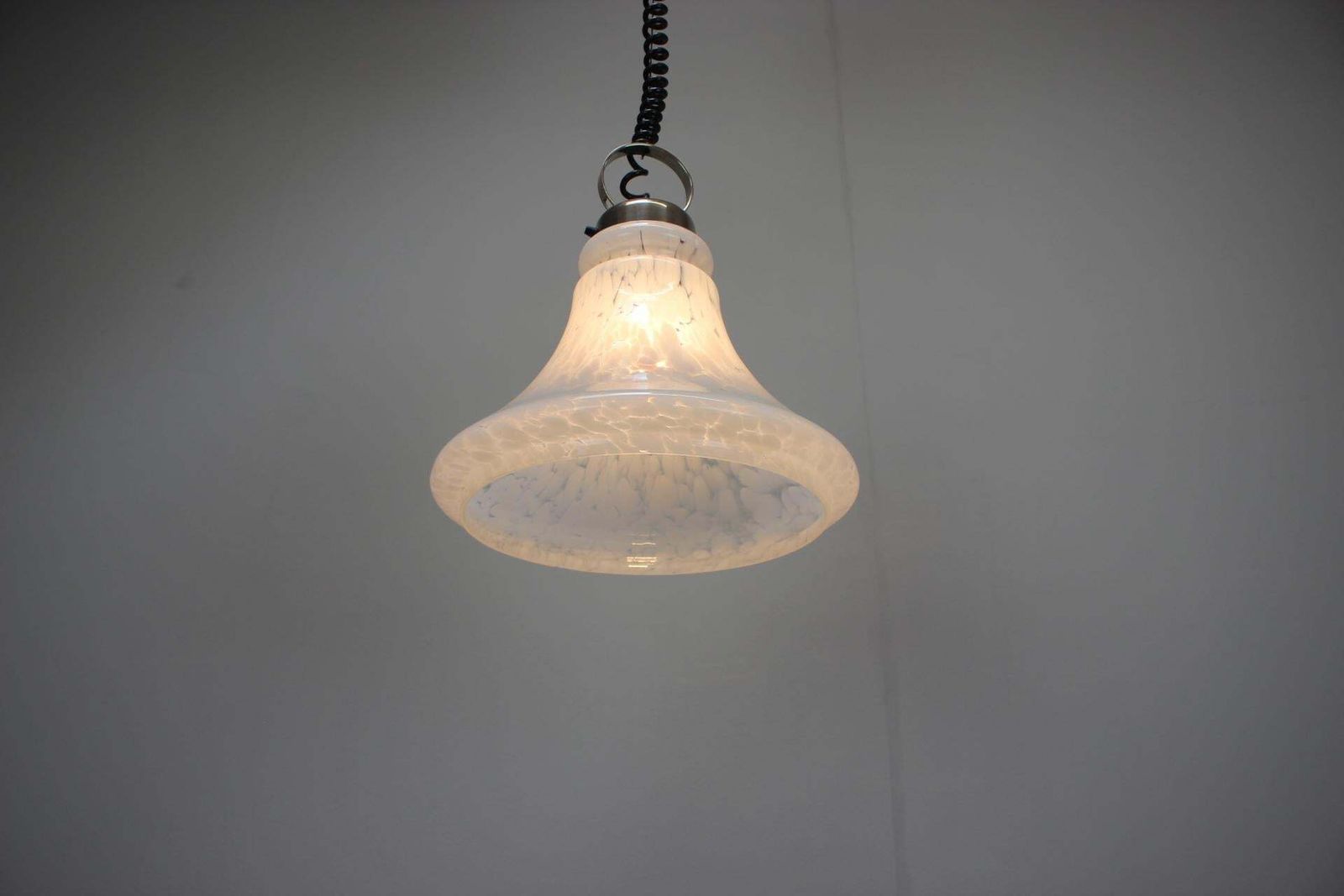 photo furniture 1970s Czechoslovak Mid Century Glass Pendant Lamp With Marbled Shade