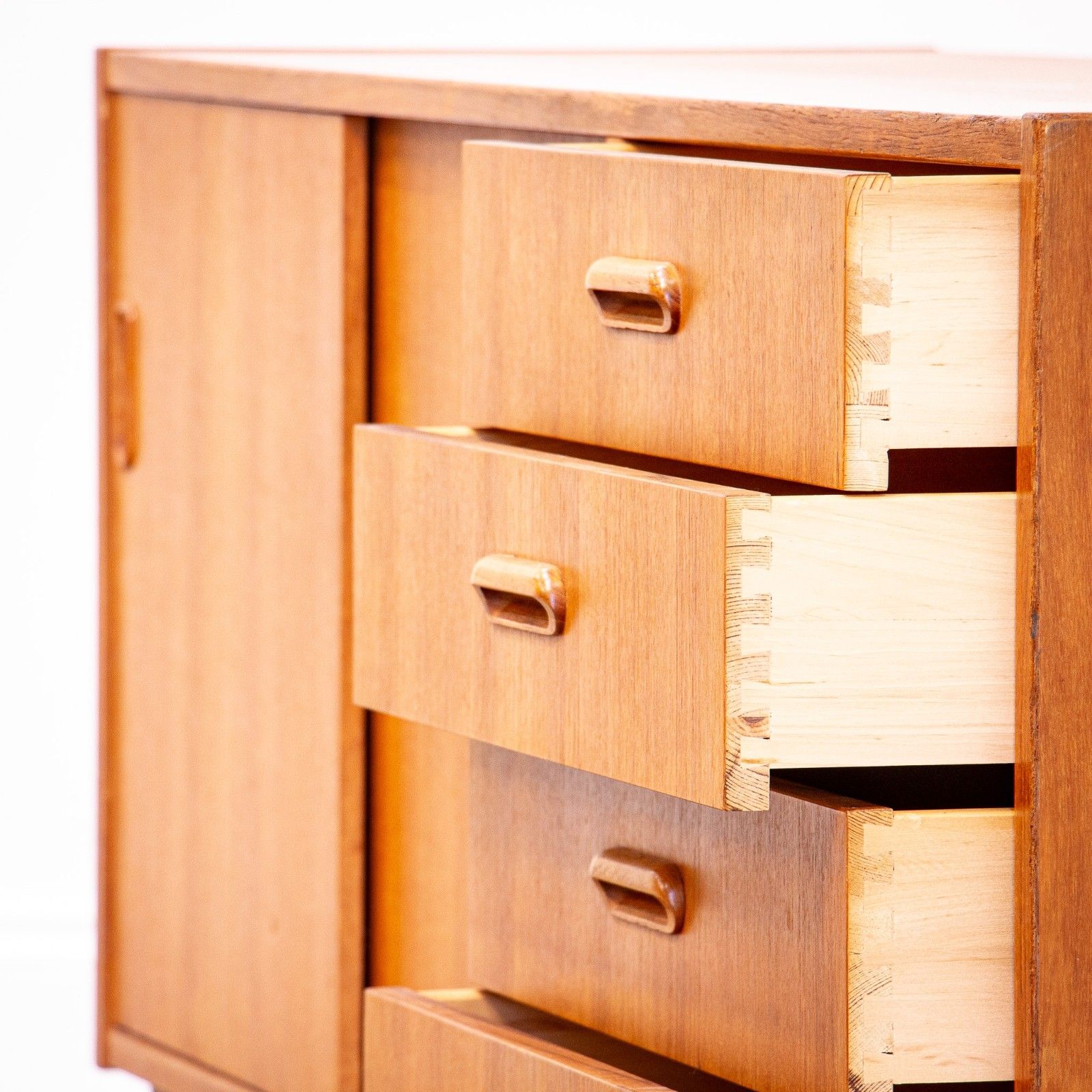 Small Mid Century Teak Sideboard With Sliding Doors photo buy