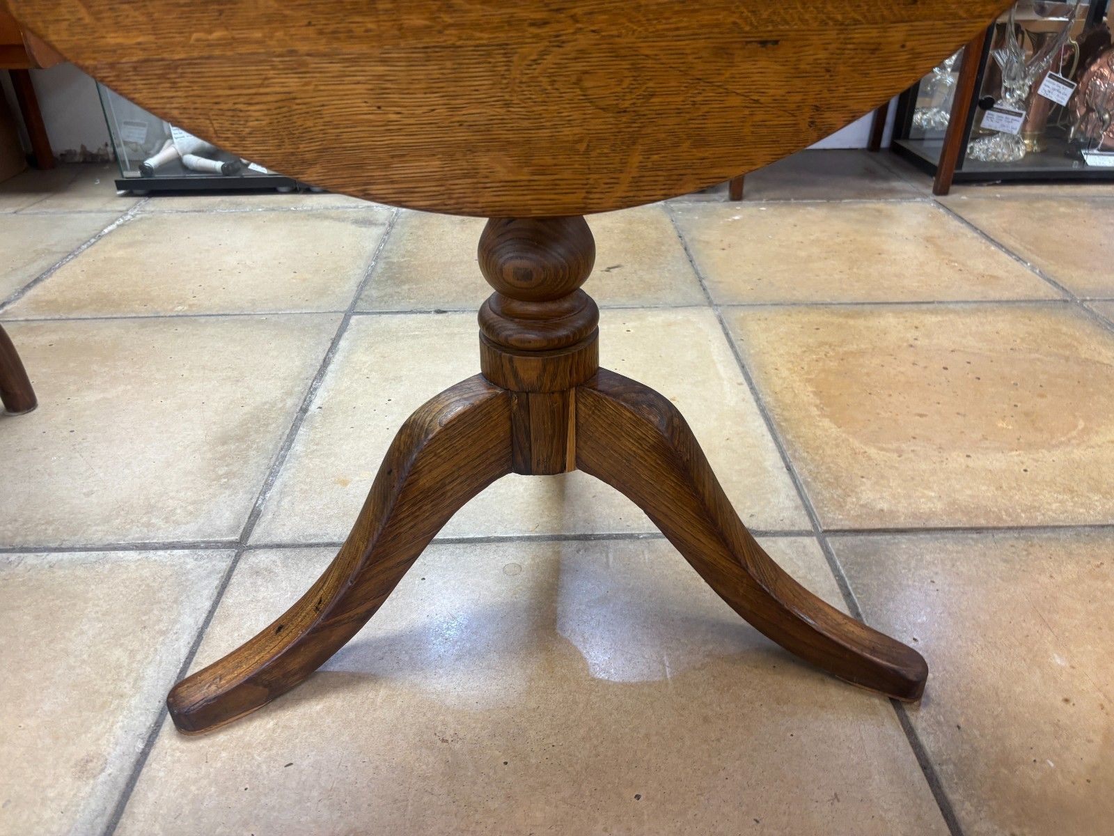 Antique Georgian Oak Tripod Pedestal Tilt Top Table photo Furniture