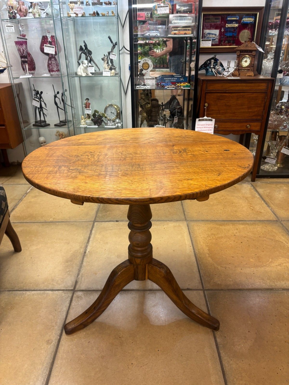photo for sale Antique Georgian Oak Tripod Pedestal Tilt Top Table