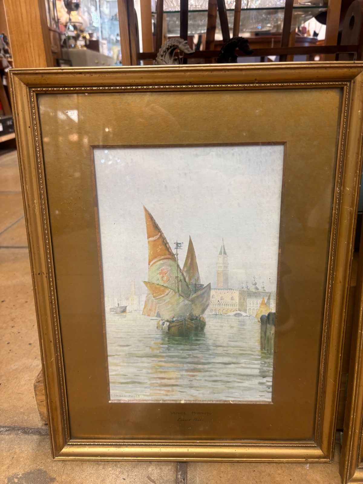 Two Venice Morning & Venice Evening Giclee Prints By Edward Mills As Found photo furniture