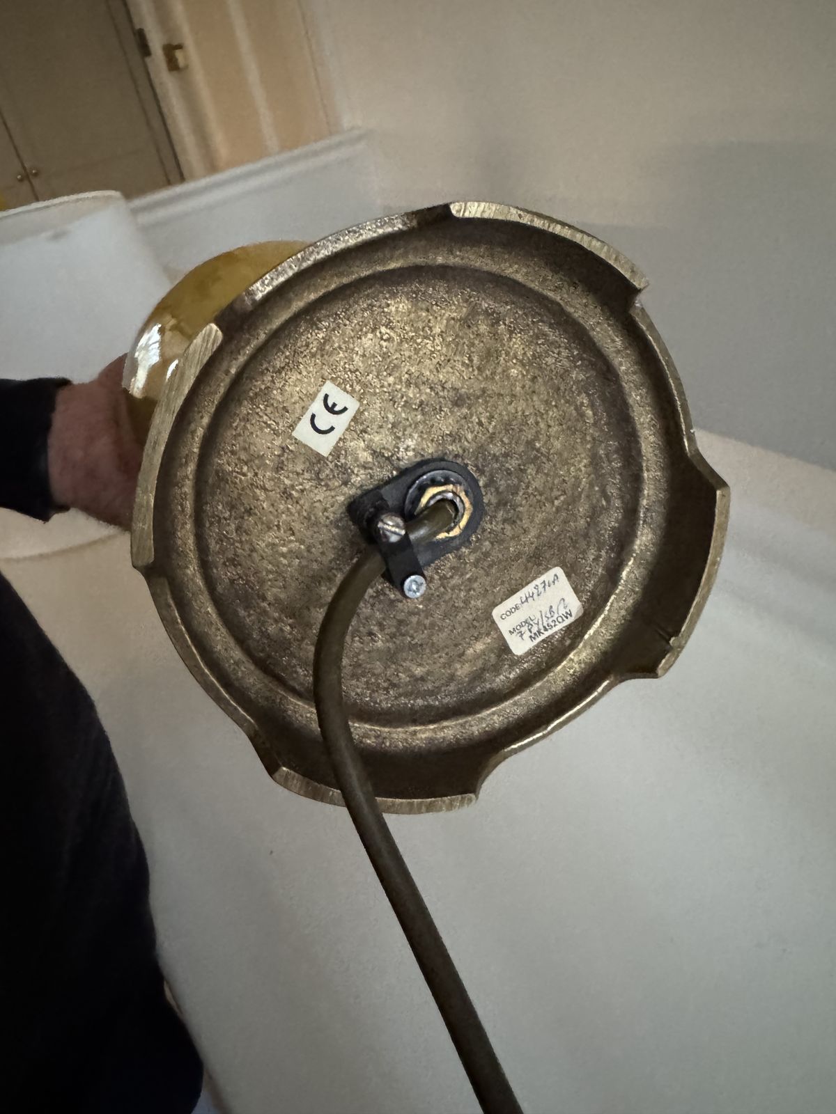 A Pair Of Pale Yellow Porcelain And Brass Tablelamps photo Lighting