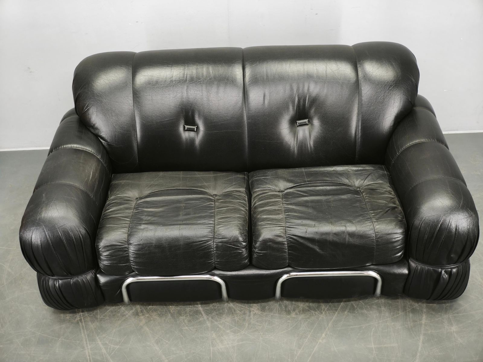 1970s Italian Two Seat Sofa By Adriano Piazzesi In Chrome And Leatherette photo furniture