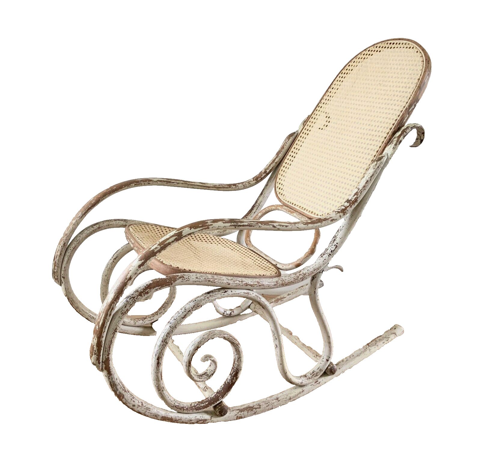 Antique Thonet Bentwood Rocking Chair Nr. 10 Art Nouveau Circa 1880s In White photo furniture