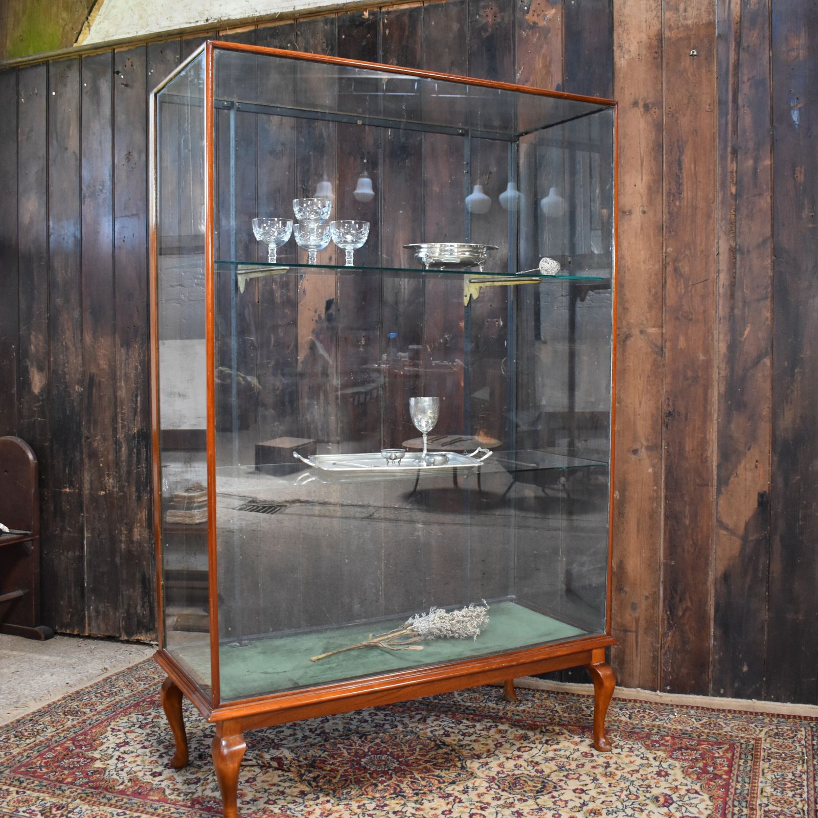 photo for sale Antique Mahogany Haberdashery Outfitters Glass Shelves Shop Display Cabinet