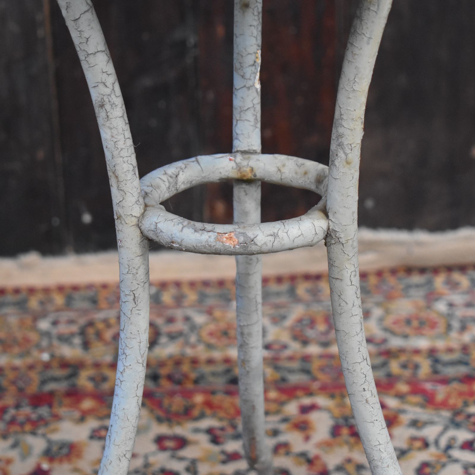photo for sale Antique French Grey Metal Timeworn Cafe Bistro Garden Outside Patio Side Table