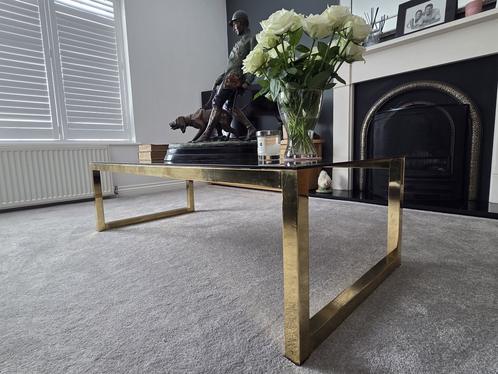 Italian Smoked Glass & Brass Coffee Table photo 450.0