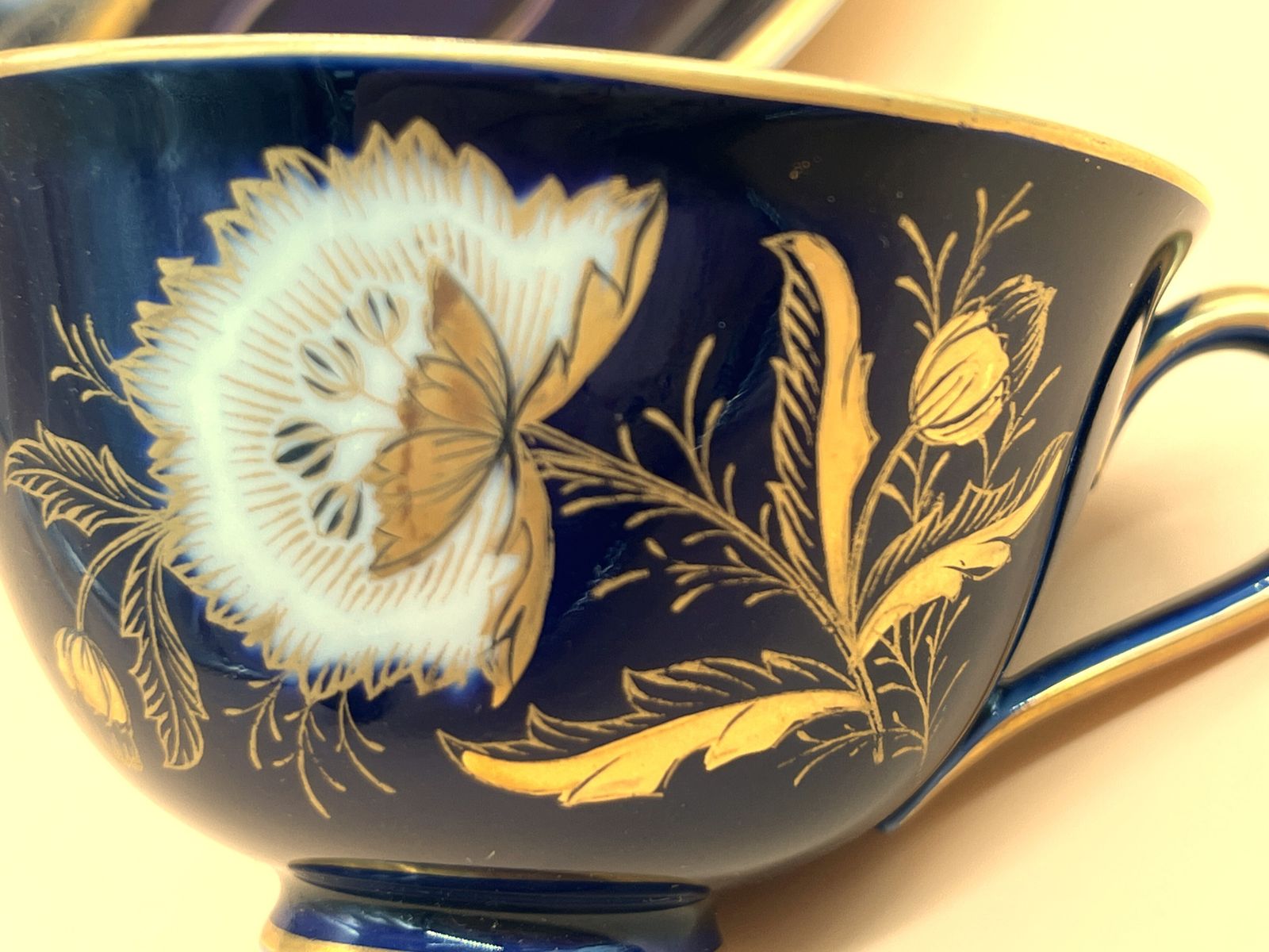 Vintage Lindner Kueps Echt Cobalt Germany Isabel Design Small Cup & Saucer. C1950. photo vintage