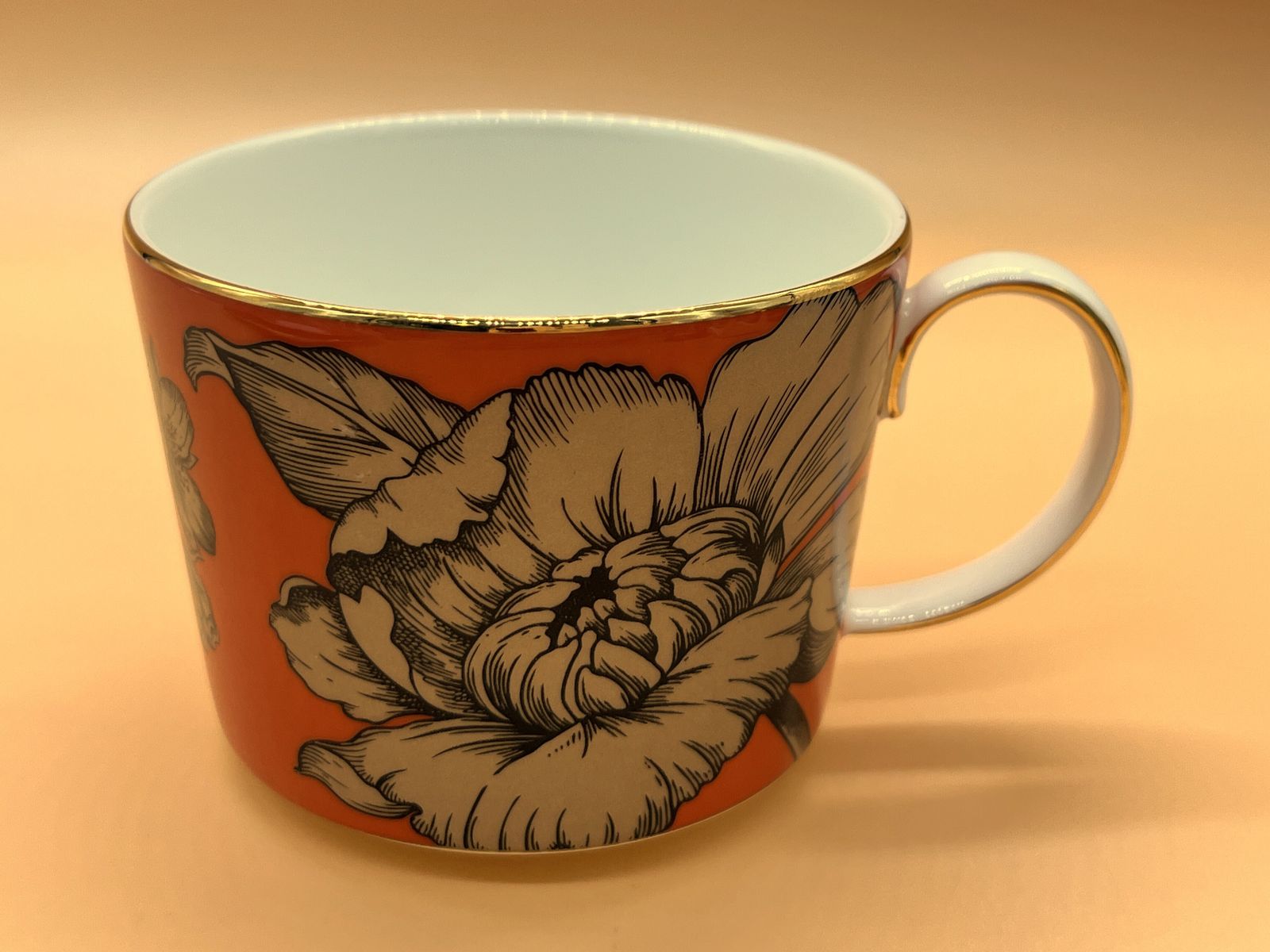 Wedgwood Pottery Vibrance Orange Tea Cup, Saucer & Side Plate Trio Boxed. photo vintage