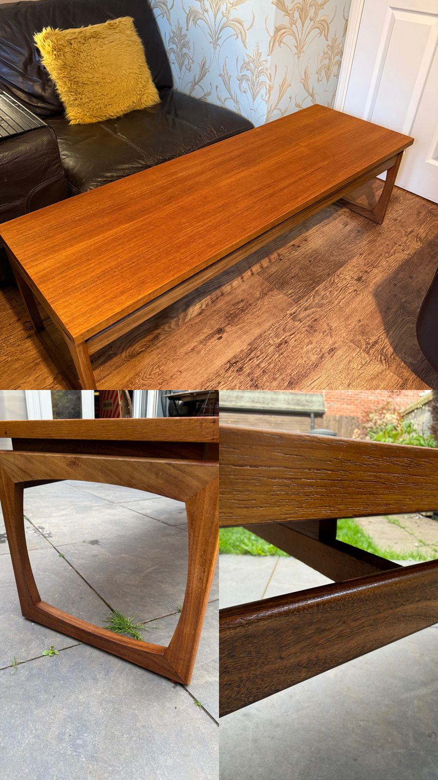 Vintage G Plan Quadrille “Long John” Teak Coffee Table By Roger Bennett, 1960s photo vinterior