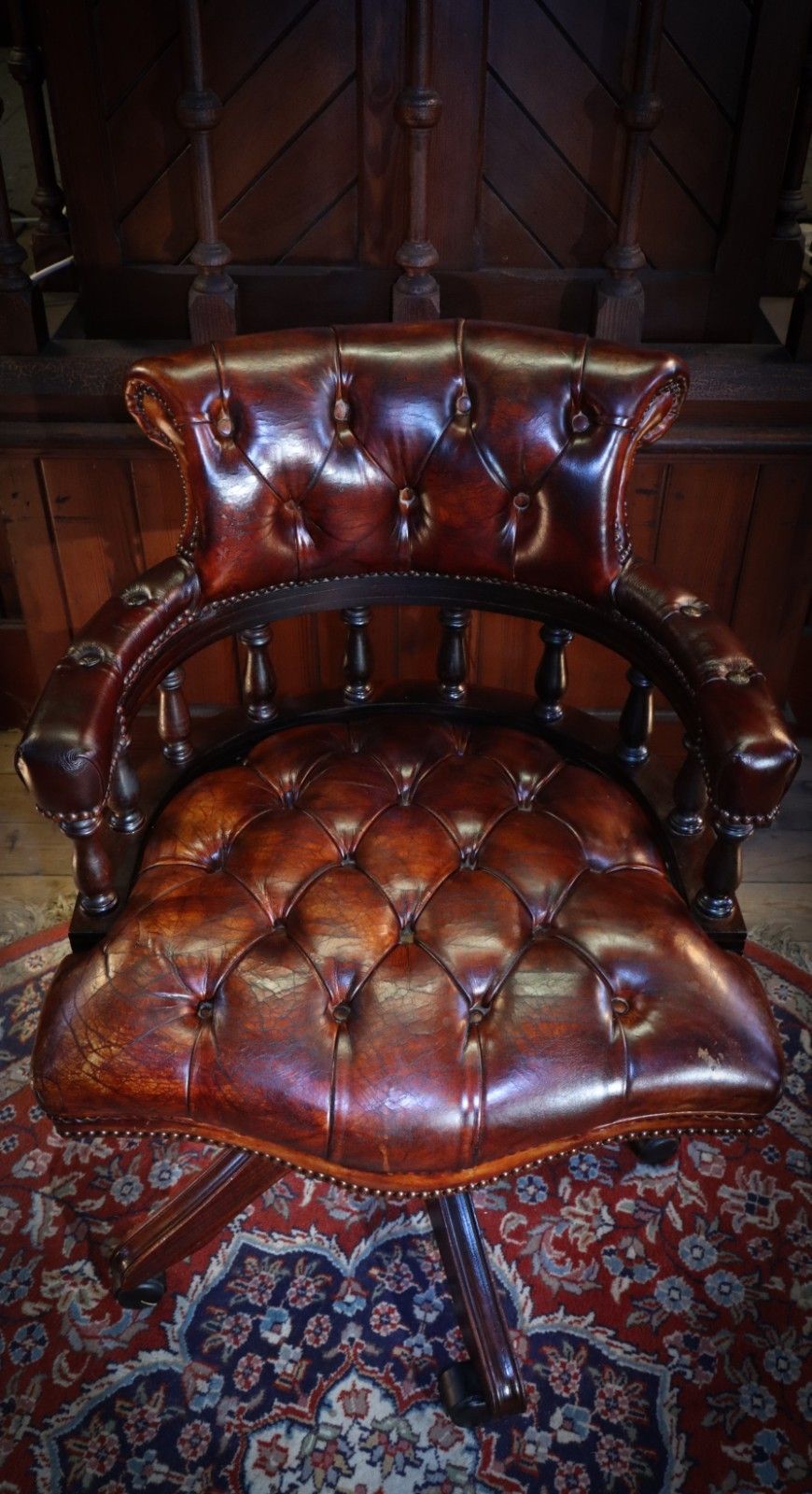 photo for sale Stunning George Smith Captains Swivel Leather Armchair Dark Tan Del 🚚