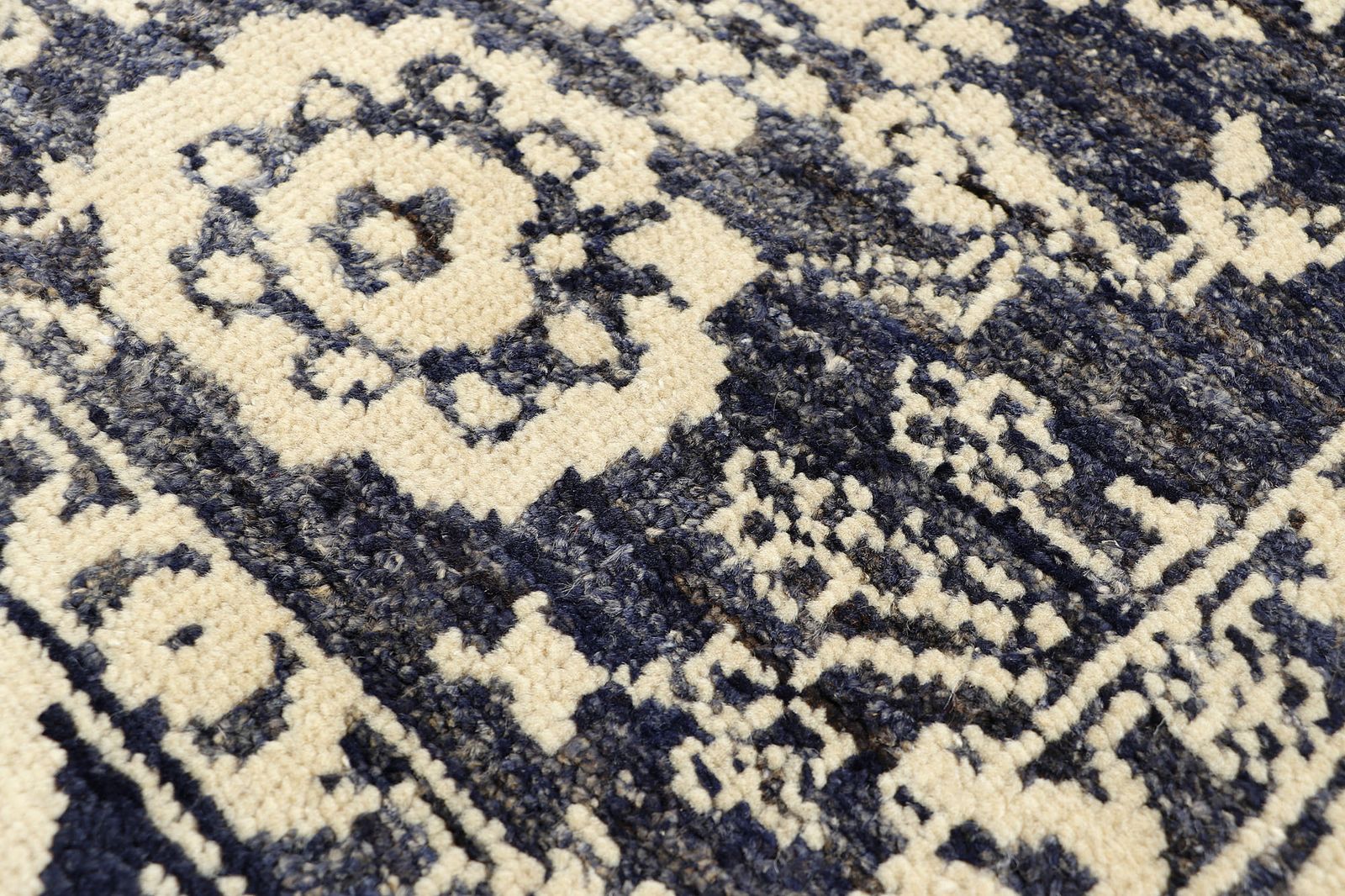Turkish Oushak Black Floral Hand Knotted Area Rug 127x188cm photo Textiles