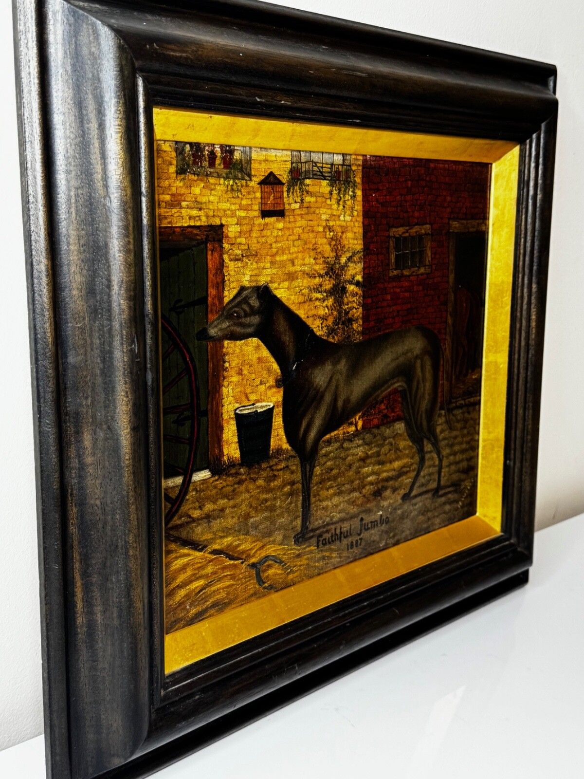 19th Century Oil Painting Prized Sporting Greyhound Racing Champion After Edwin Landseer photo Art