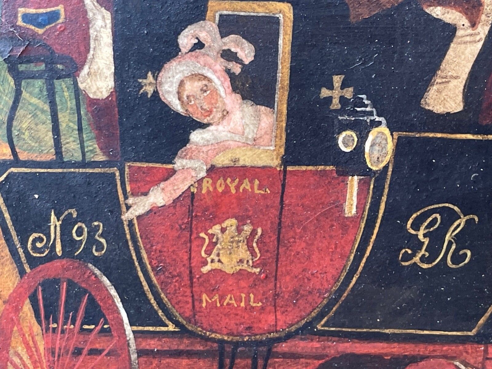 19th Century Oil Painting Royal Mail Carriage With Horses After James Pollard photo vinterior