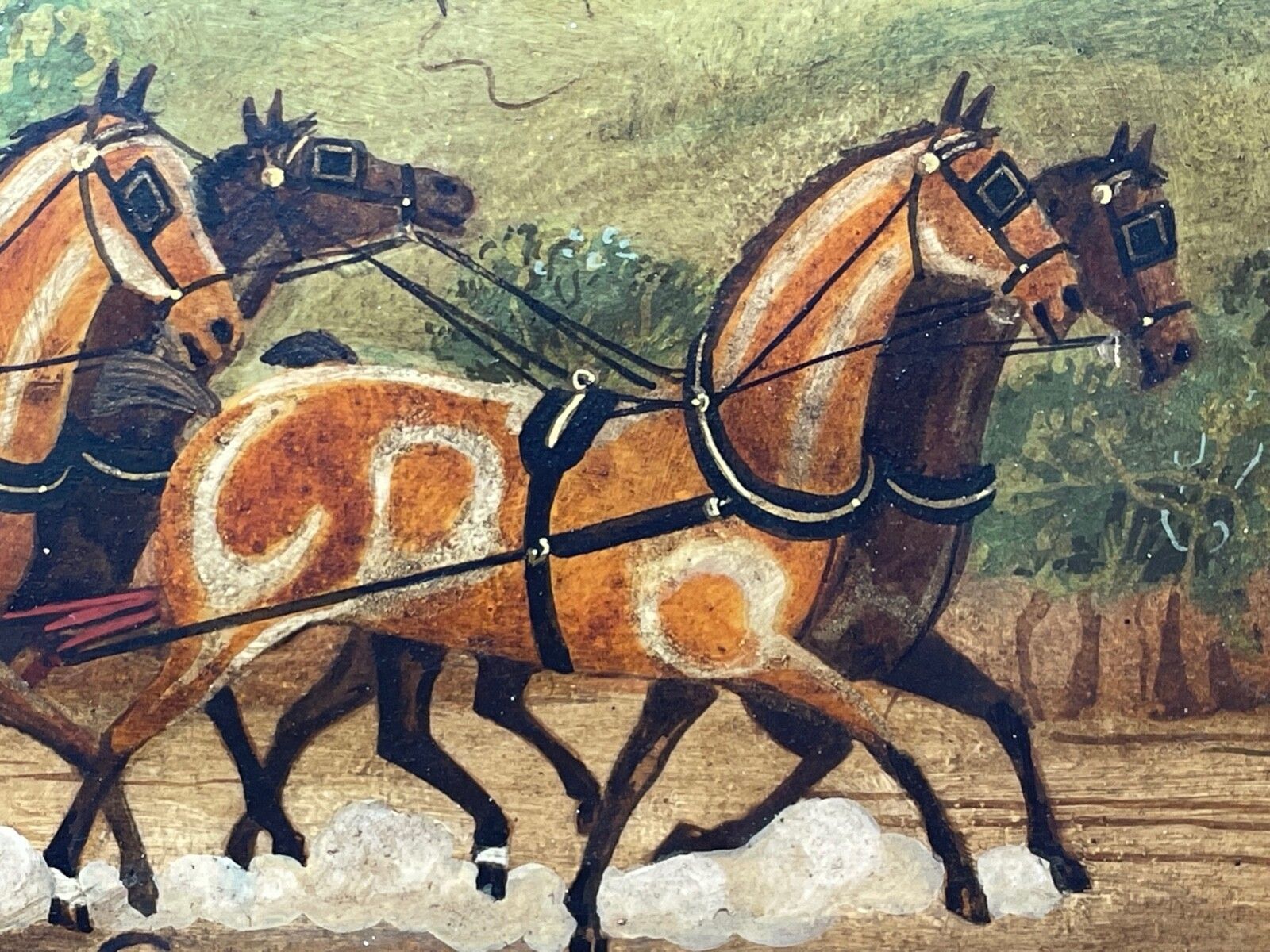 19th Century Oil Painting Royal Mail Carriage With Horses After James Pollard photo vintage