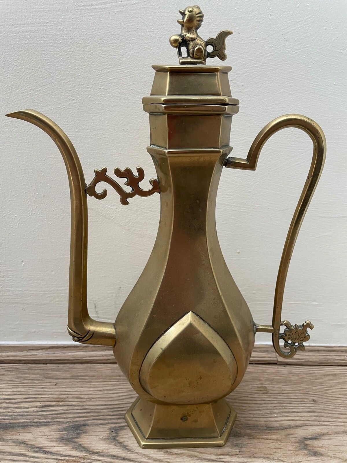 19th Century Chinese Kuang Hsu Guangxu Qing Gilt Bronze Slim Teapot photo furniture