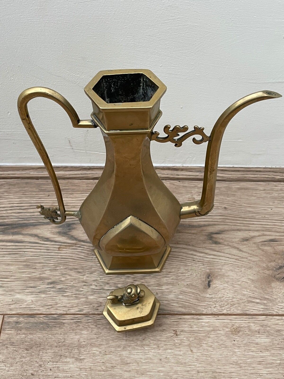 19th Century Chinese Kuang Hsu Guangxu Qing Gilt Bronze Slim Teapot photo Home Decor
