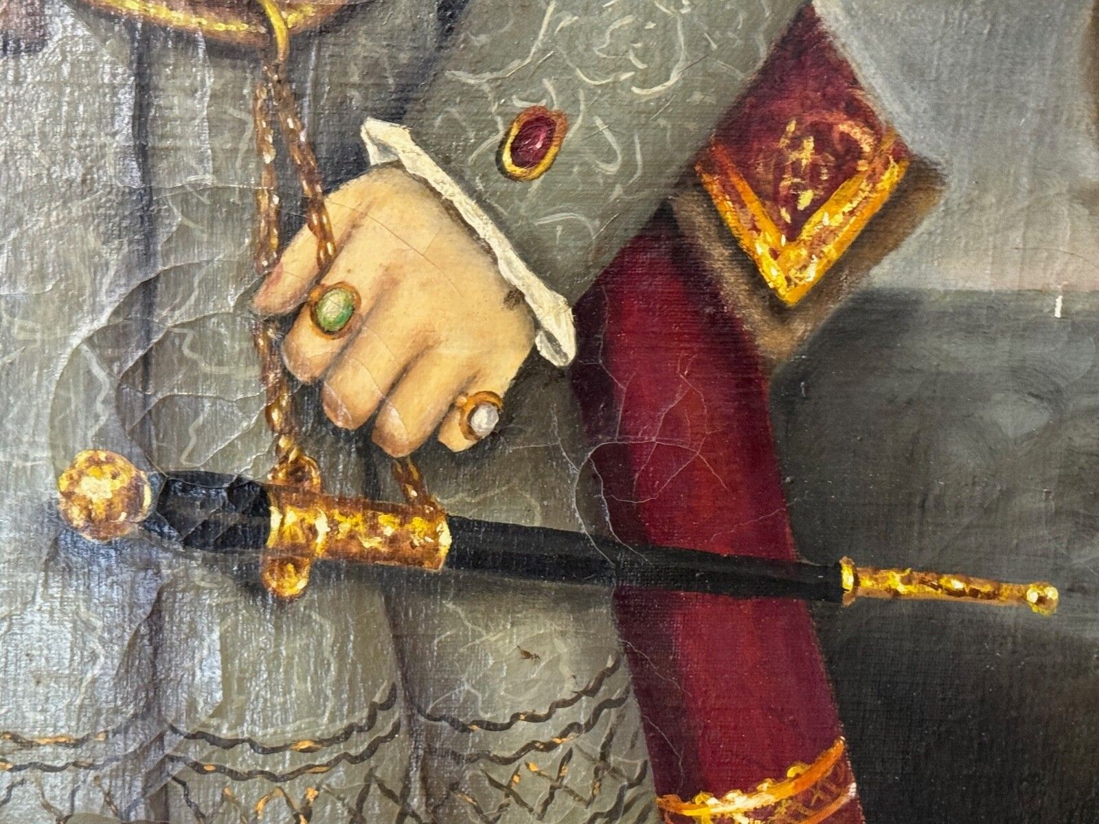 photo for sale Huge Oil Painting Portrait Tudor Monarch King Henry VIII After Hans Holbein