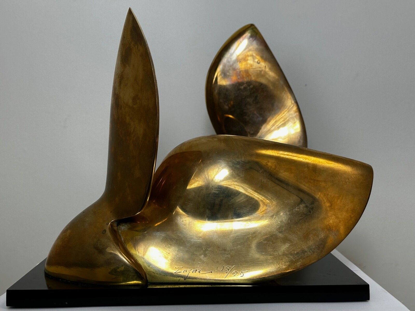 10000.0 Pair American Abstract Gilt Bronze Small Swans Sculptures By Jack Zajac photo