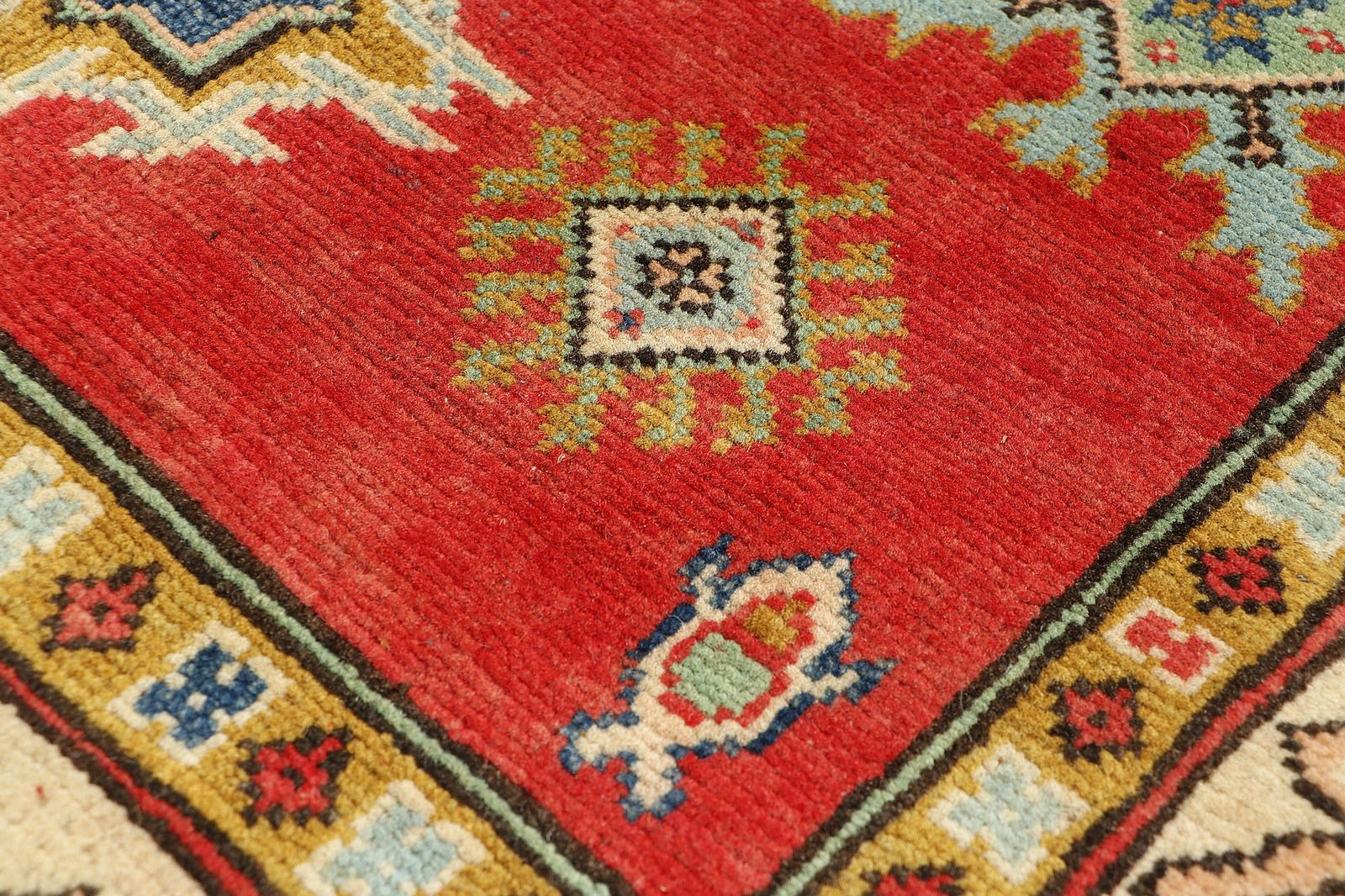 Red And Ivory Afghan Kazak Hand Knotted Traditional Rug 3x5 photo Textiles