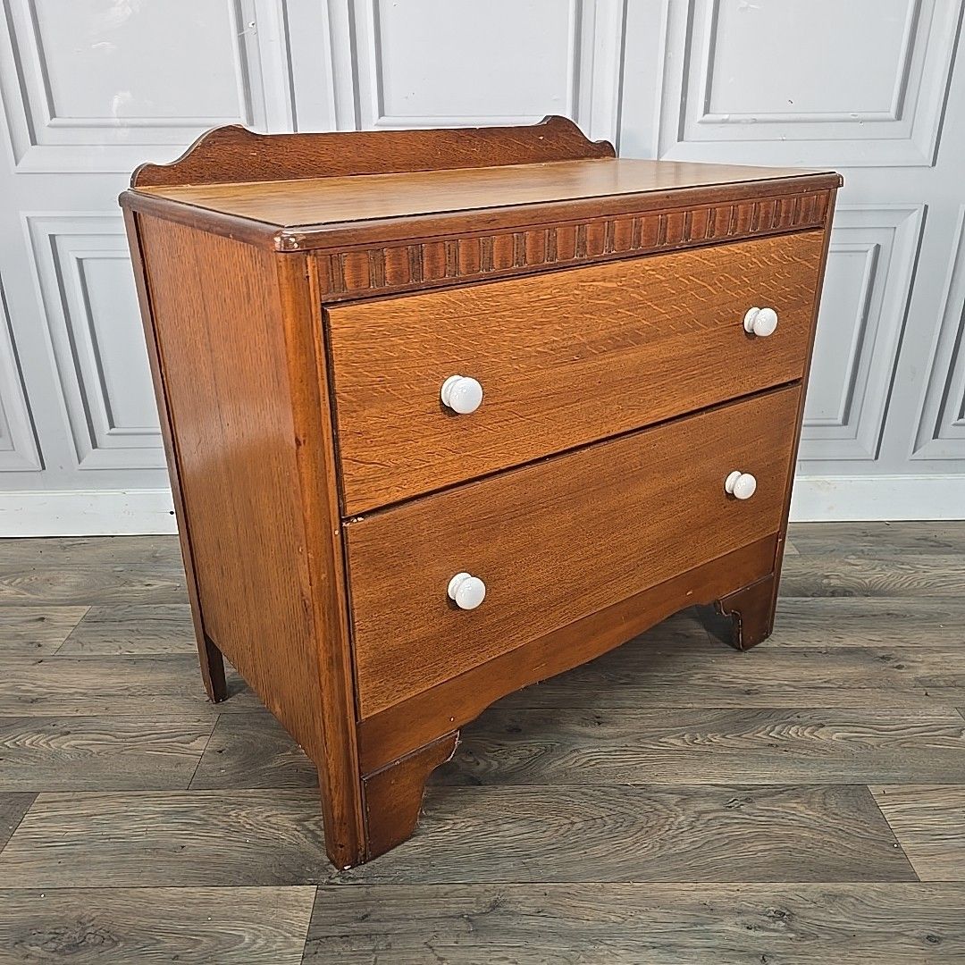 Retro Chest Of Drawers Vintage Oak Wooden Bedroom Storage Commode Mid Century