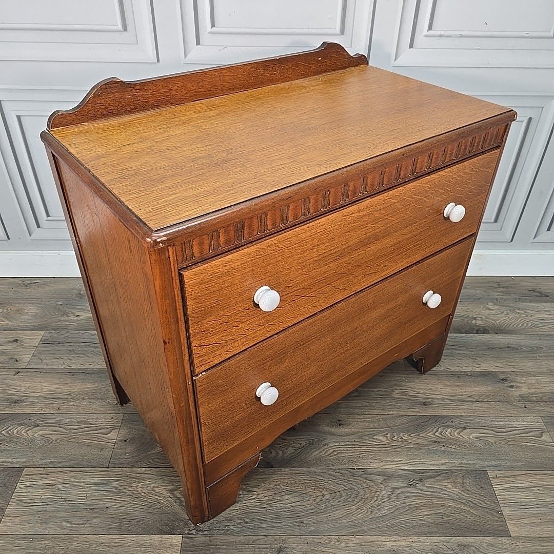 Retro Chest Of Drawers Vintage Oak Wooden Bedroom Storage Commode Mid Century photo for sale