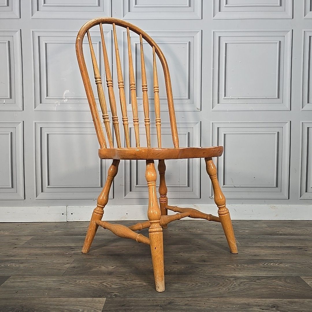 Retro Vintage Dining Chair Solid Wooden Hoop Back Windsor Seat Beech Blonde