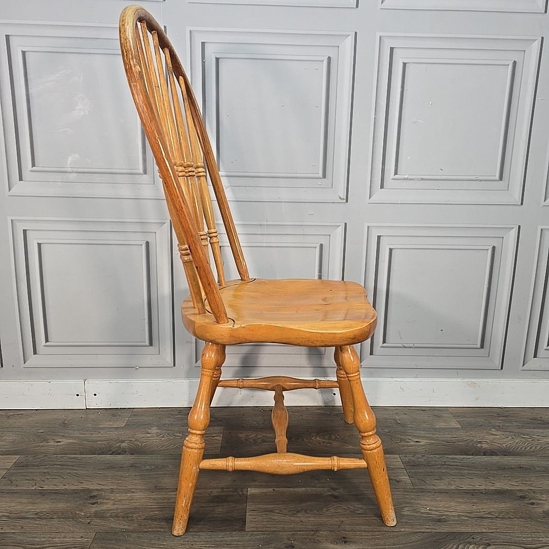 Retro Vintage Dining Chair Solid Wooden Hoop Back Windsor Seat Beech Blonde photo vintage