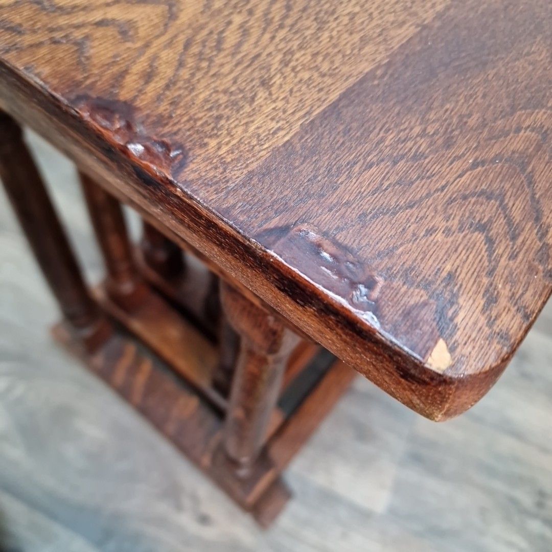 photo furniture Antique Nest Of Tables 3 Oak Mid Century Occasional Side Vintage Wooden Retro