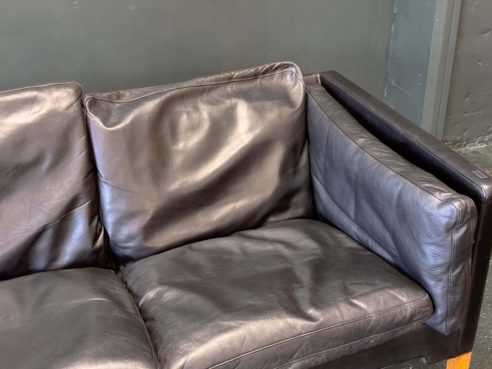 Black Leather Three Seater Sofa photo buy