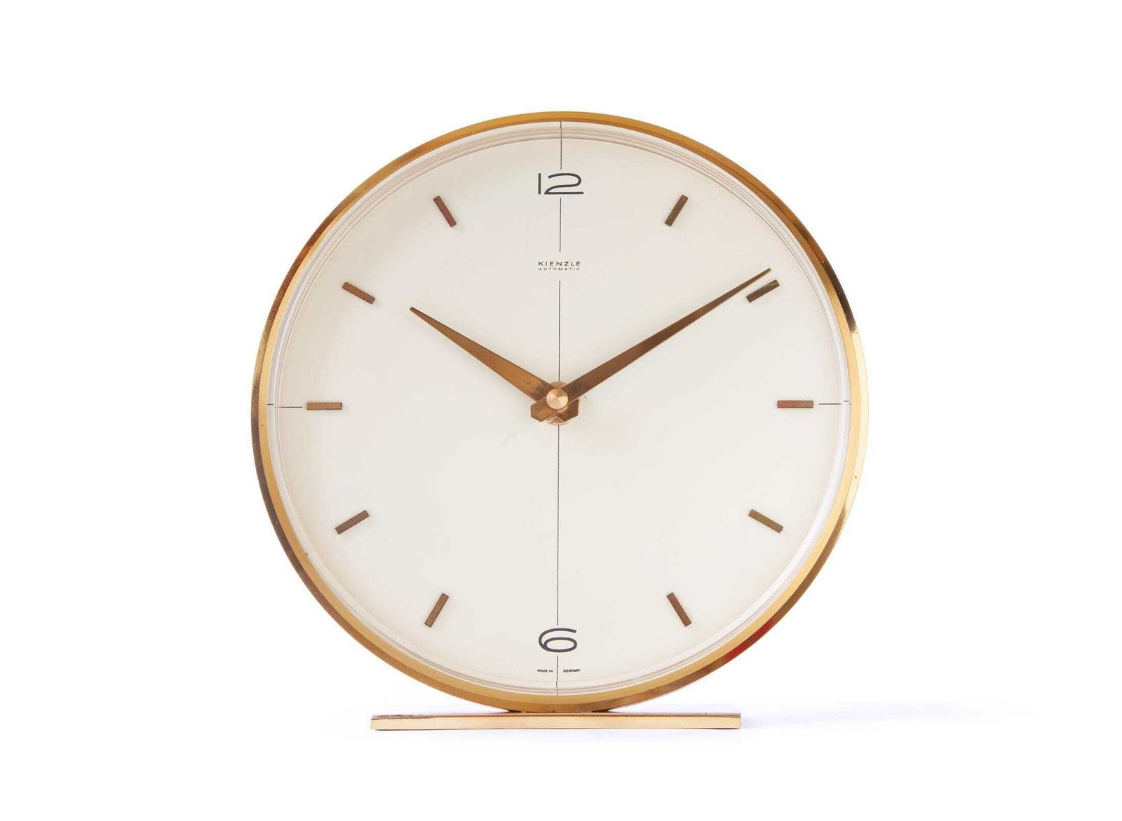 1960s Kienzle Desk Clock Mid Century Modernism Table Atomic Brass Germany Mantel Junghans