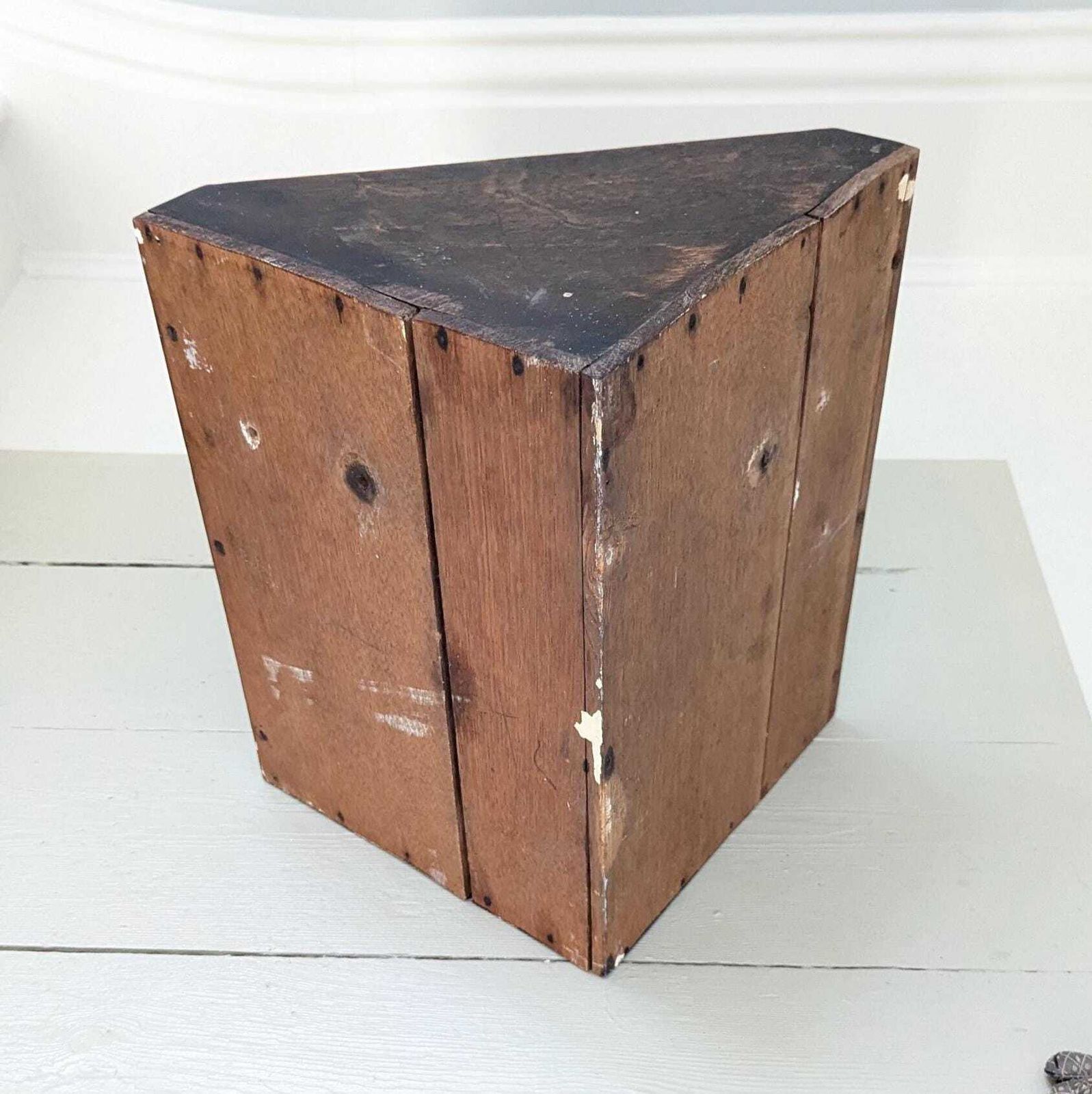 photo buy Antique Oak Corner Cupboard: Carved Grapes, Panelled Door, C19th Wall Hanging