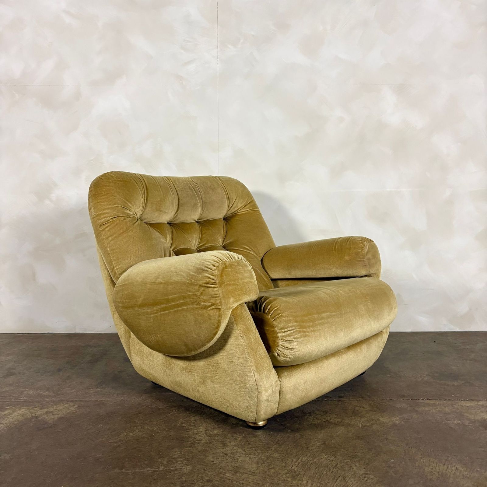 Mid Century G Plan Georgina Armchair Yellow Velvet Retro Mcm photo vinterior
