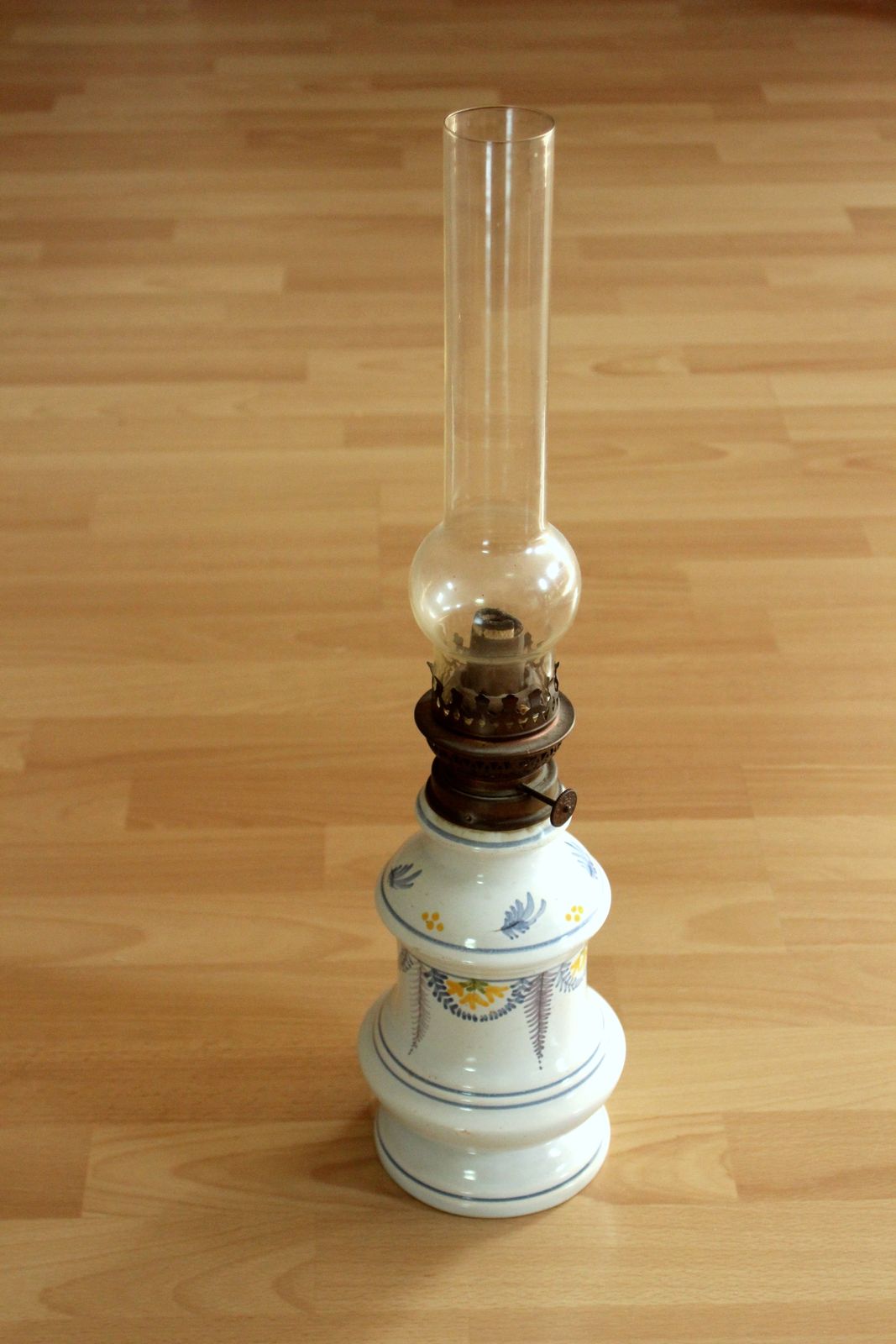 Antique Oil Lamp Made Of Ceramic, Brass And Glass   Comes Direct From The 1910s photo furniture