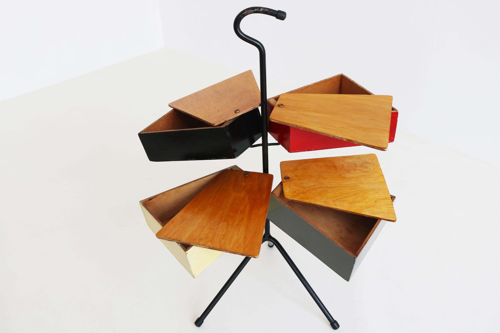 Mid Century Dutch Design Sewing Box Stand By Joost Teders For Metalux 1950 Table photo vinterior