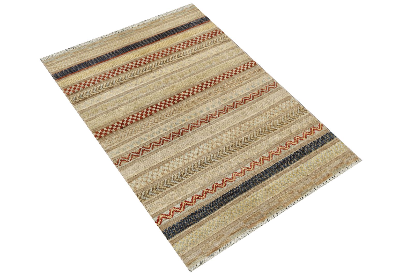 Modern Afghan Gabbeh Striped Tribal Khorjin Style Rug photo furniture
