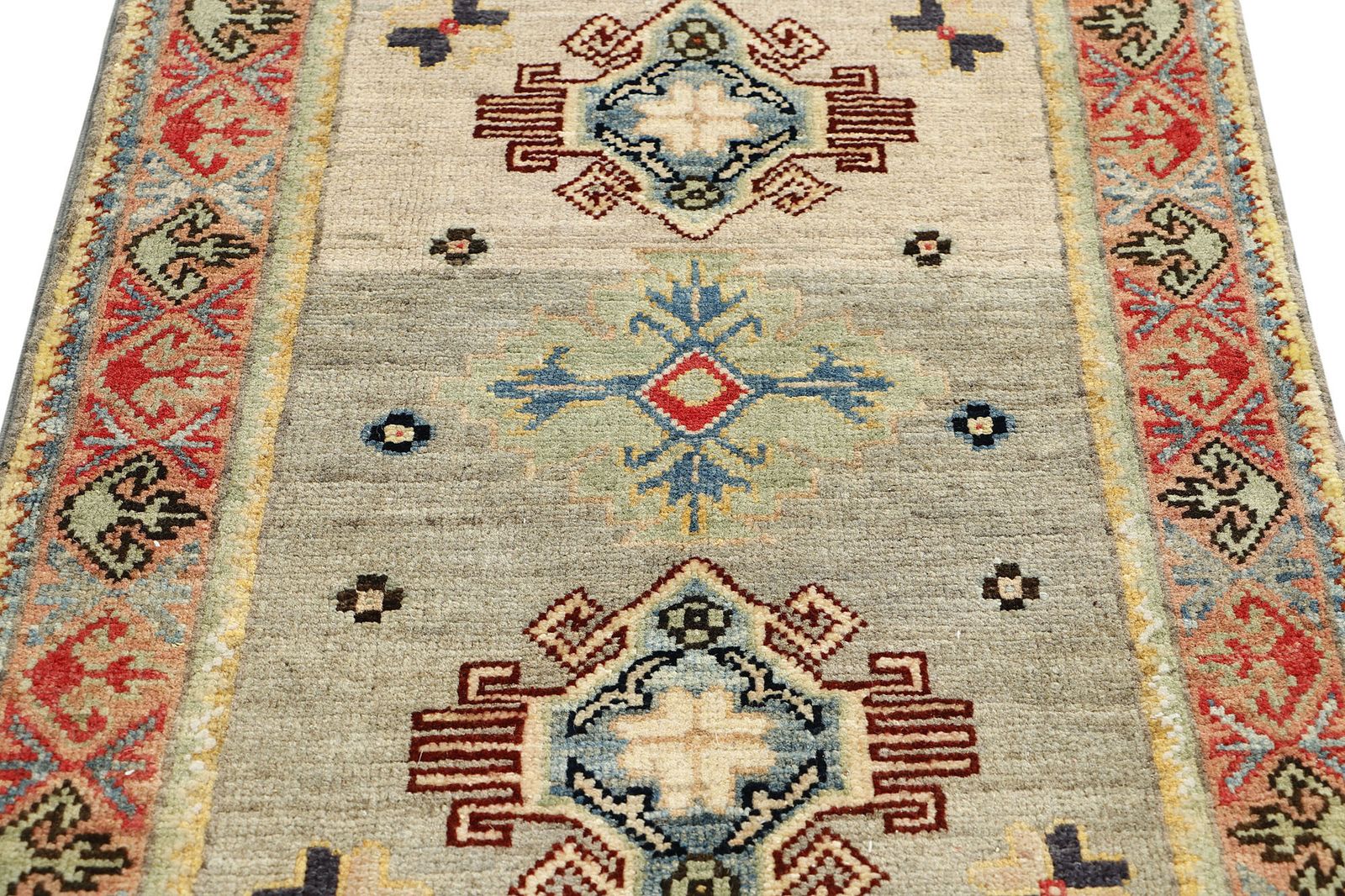 Vintage Caucasian Kazak Geometric Tribal Accent Rug photo for sale