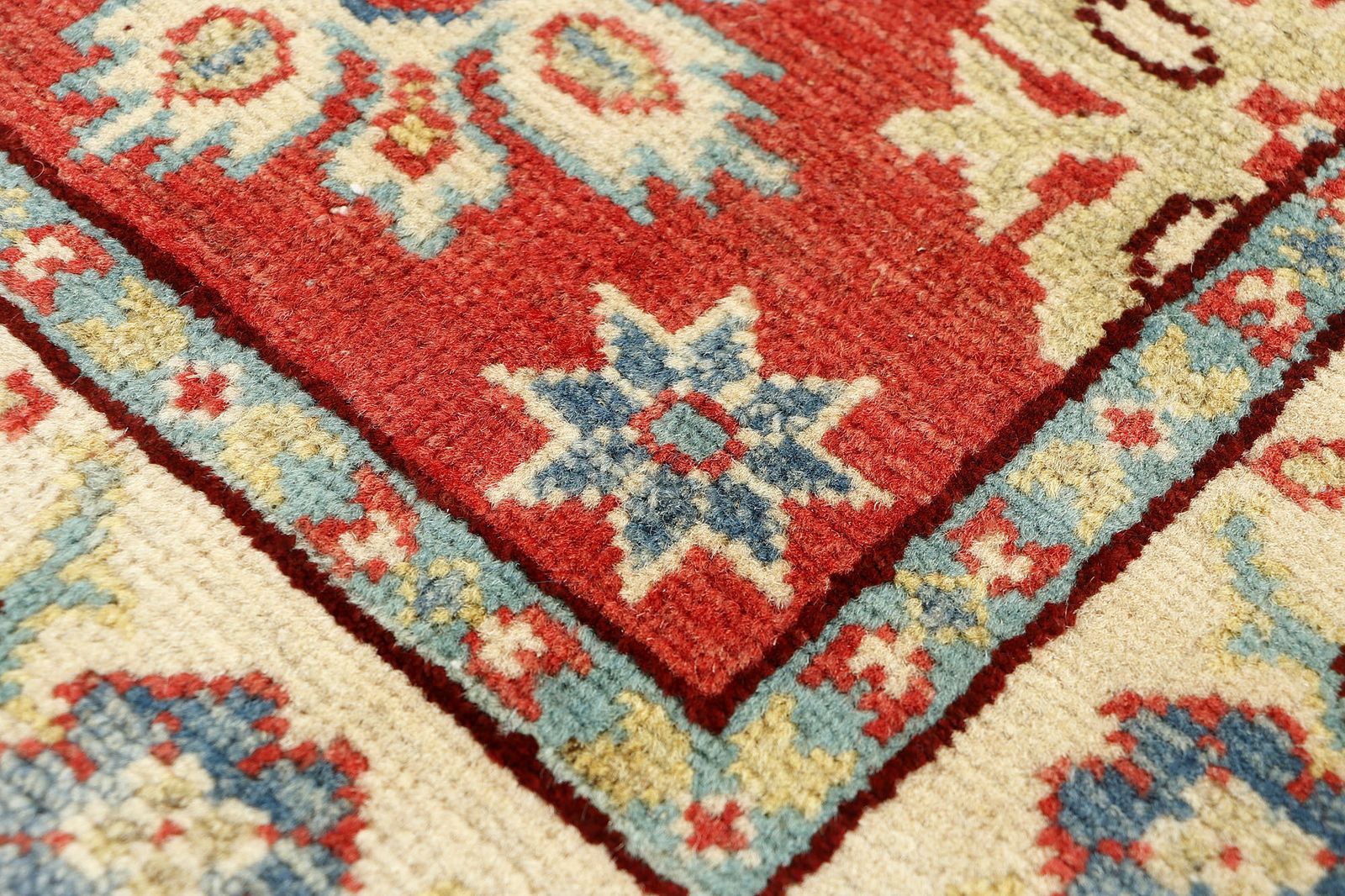 Handgeknoopt Afghaans Kazak Rood Oosters Wollen Tapijt 63 x 87 cm photo Textiel