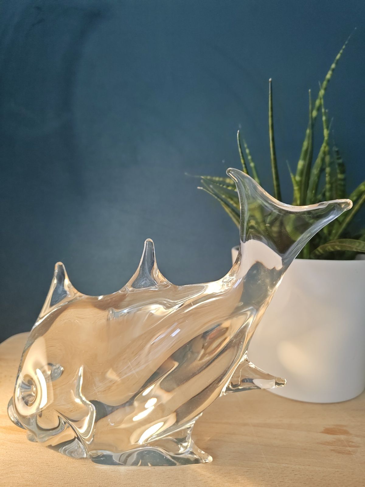 Large Signed Licio Zanetti Murano Glass Fish Sculpture, 1970s photo vintage