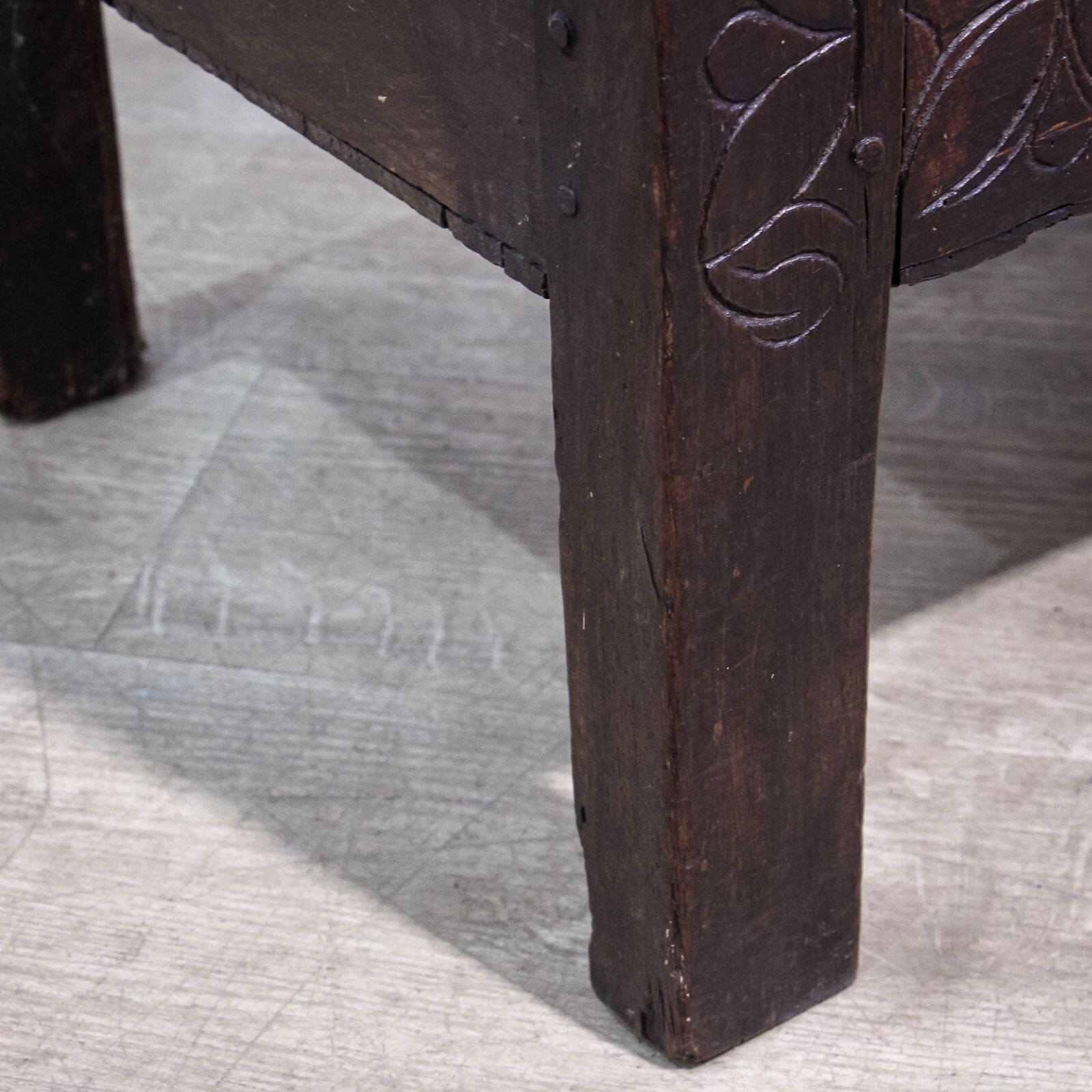 Furniture 17th Century Carved Oak Coffer photo