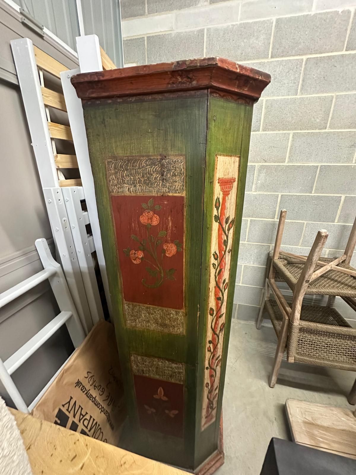 Antique Alpine Painted Pine Armoire | Tyrolean / Bavarian Folk Art Schrank, Early 19th Cent photo vinterior