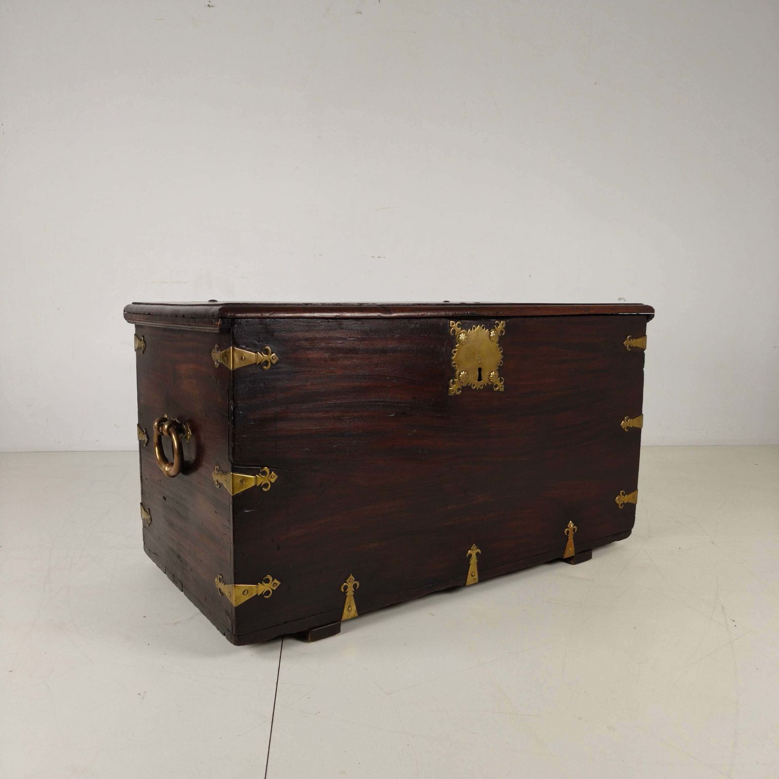18th Century Dutch Voc Colonial Chest With Brass Mounts