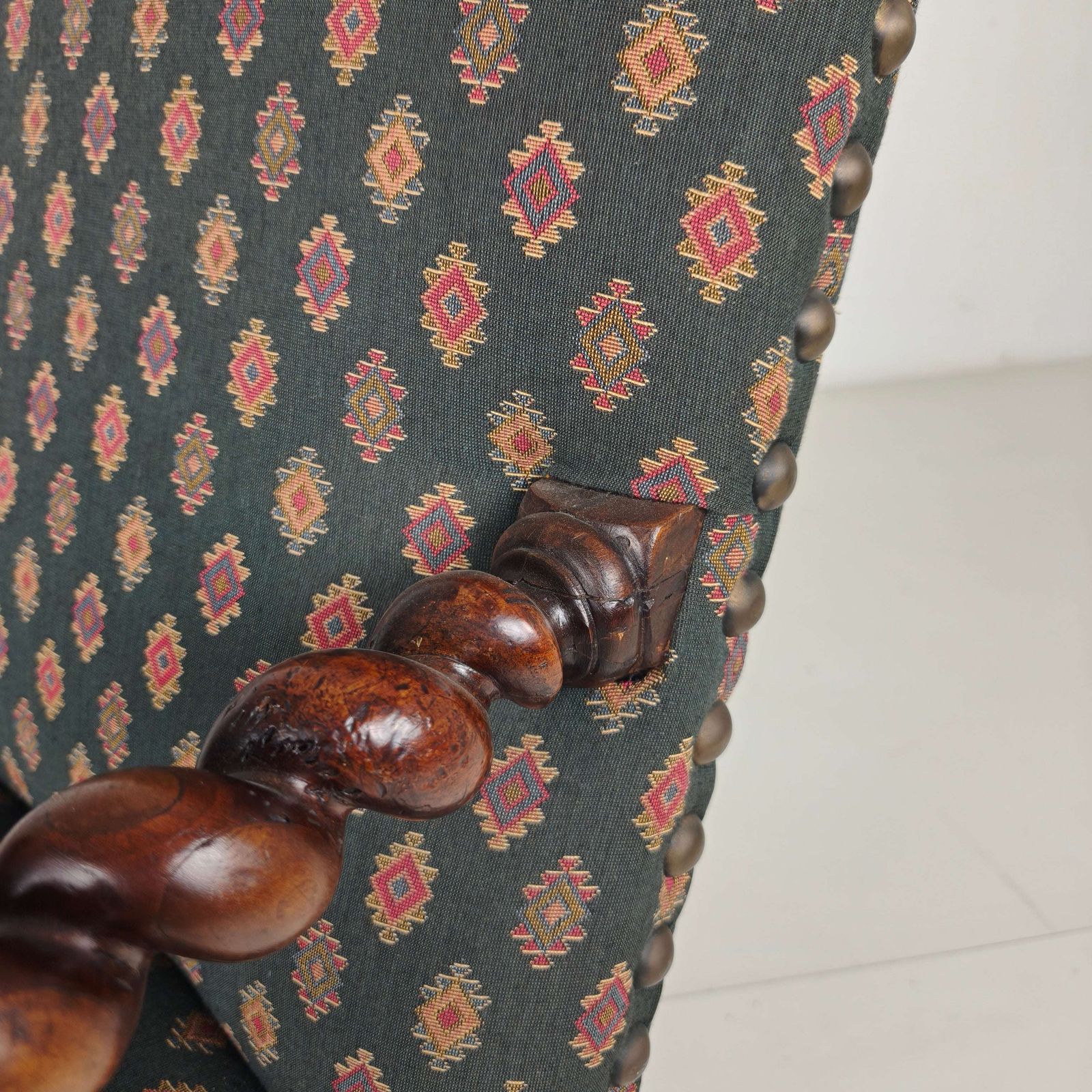 photo furniture English Barley Twist Library Armchair In Dark Oak, Circa 1700