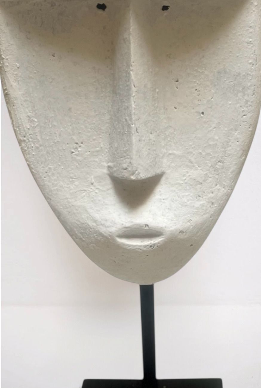 Huge Timor Mask Sculpture No 2 Of A Pair Contemporary Chalk White Mask photo for sale