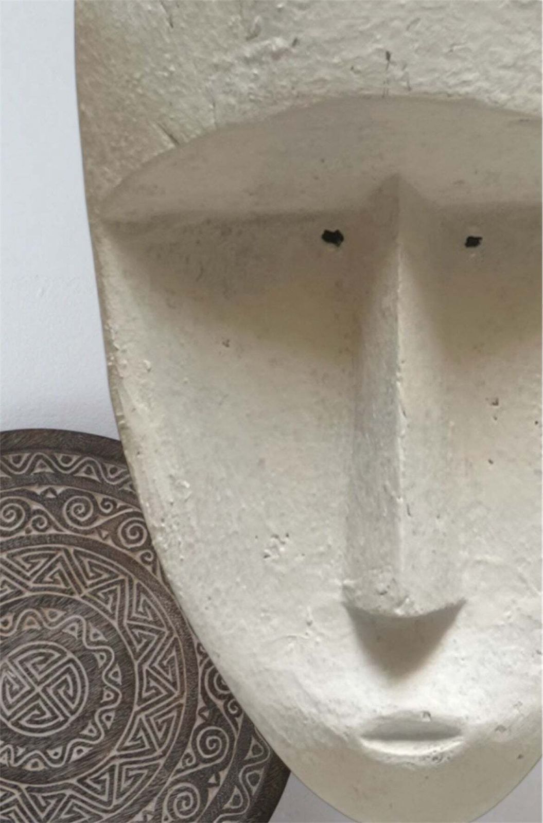 Huge Timor Mask Sculpture No 2 Of A Pair Contemporary Chalk White Mask photo Art