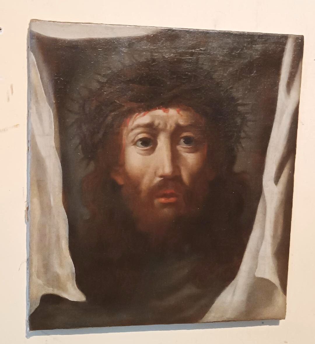 Antique Painting   Oil On Canvas   Christ With The Veil Of Veronica   18th Century photo for sale