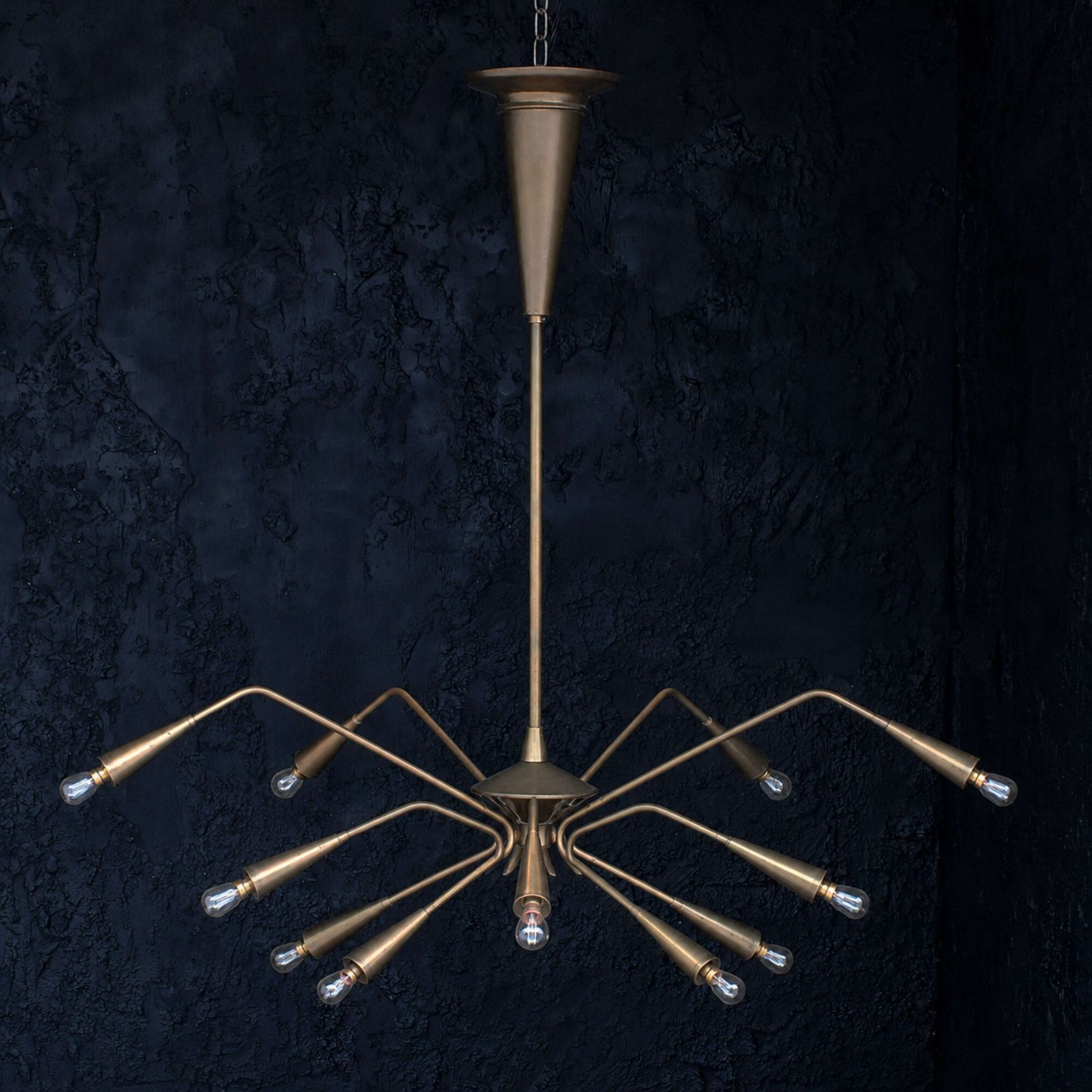 Mid 20th Century Italian Brass Sputnik Ceiling Light photo Lighting