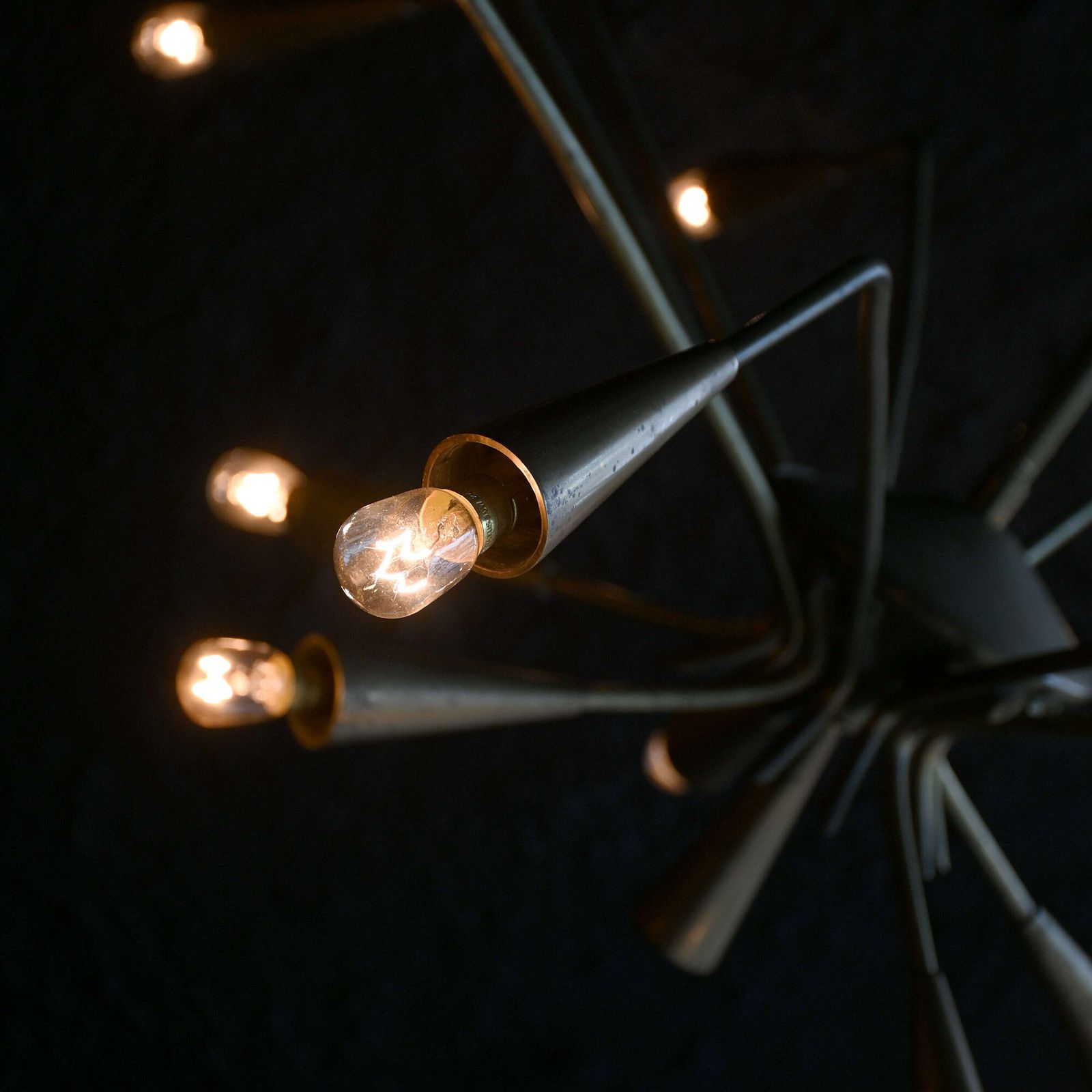 photo for sale Mid 20th Century Italian Brass Sputnik Ceiling Light