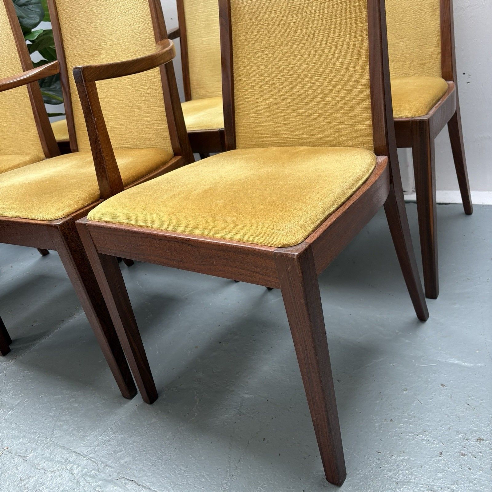 6 Mid Century Teak & Mustard Fabric G Plan Dining Chairs By Leslie Dandy 1960s photo Furniture